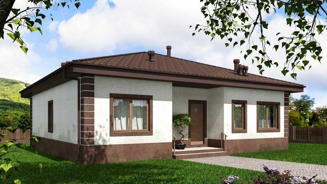 Одноэтажный дом 115,5 м² из СИП-панелей с террасой